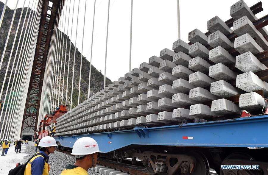 CHINA-TIBET-GYACA COUNTY-LHASA-NYINGCHI RAILWAY-BRIDGE-TRACK LAYING (CN)